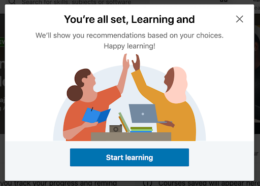 Start learning button.